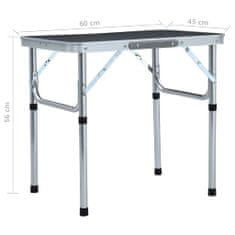 Vidaxl Skladací kempingový stôl sivý 60x45 cm hliníkový