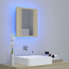 Vidaxl LED kúpeľňová zrkadlová skrinka dub sonoma 40x12x45 cm
