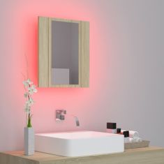 Vidaxl LED kúpeľňová zrkadlová skrinka dub sonoma 40x12x45 cm