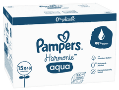 Pampers Harmónia Aqua vlhčené obrúsky Plastic Free 15x48ks