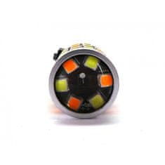 motoLEDy P27/7W LED žiarovka 3157 12V CANBUS biela a oranžová, dvojfarebná 980lm