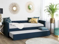 Beliani Rozkladacia čalúnená posteľ 80 x 200 cm modrá LIBOURNE