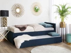 Beliani Rozkladacia čalúnená posteľ 80 x 200 cm modrá MARMANDE