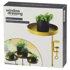 Vidaxl Esschert Design Podnos na rostliny s držákem, kulatý, zlatý, velikost M