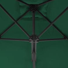 Vidaxl Vonkajší slnečník s oceľovou tyčou 250x250 cm zelený