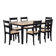 Beliani Jedálenská sada drevená čierna / svetlohnedá stôl 150 x 90 cm 6 x stoličky GEORGIA