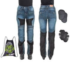 W-TEC Dámske moto jeansy Bolftyna Farba modro-čierna, Veľkosť XS