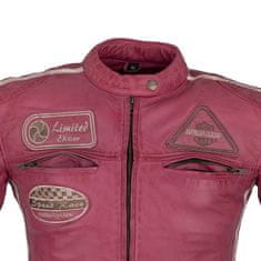 W-TEC Dámska kožená moto bunda Sheawen Lady Pink Farba ružová, Veľkosť S