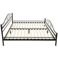 tectake Kovová posteľ dvojlôžková Romance vrátane lamelových roštov - 200 x 180 cm, čierna/čierna