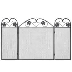 Vidaxl Krbová clona s 3 panelmi, železo, čierna