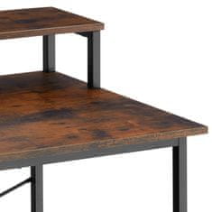 tectake Písací stôl s policou a látkovým úložným boxom - Industrial tmavé drevo, 120 cm