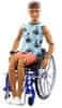 Barbie Model Ken na invalidnom vozíku v modrom kockovanom tielku -195 HJT59