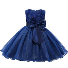 Northix Večerné šaty s mašľou a kvetmi - modrá 