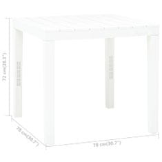 Vidaxl Záhradný stôl, biely 78x78x72 cm, plast