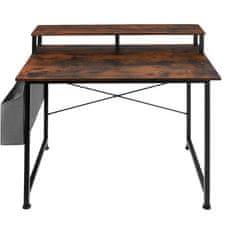 tectake Písací stôl s policou a látkovým úložným boxom - Industrial tmavé drevo, 120 cm