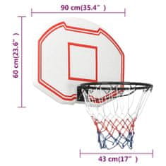 shumee Basketbalová doska biela 90x60x2 cm polyetén
