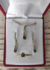 A-B A-B Sada šperkov z pozláteného striebra Sirius s vltavínom a zirkónmi 20000231 pozlátené striebro 925/1000, 22K