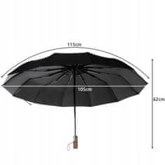 Malatec  19368 Skladací dáždnik 105 cm, drevená rukoväť čierny