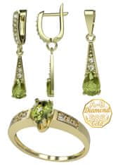 A-B A-B Súprava šperkov Bellatrix s vltavínom a diamantmi v žltom zlate 200000525 žlté zlato 585/14K