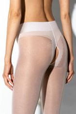 AMOUR Hip Gloss White 20DEN / pančuchové nohavice s otvoreným rozkrokom - S/M