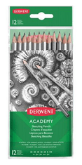 DERWENT Grafitové ceruzky "Academy", 12 tvrdostí, šesťhranná, 2300412