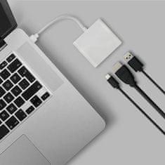 Qoltec Adaptér USB 3.1 typ C samec | HDMI A samica + USB 3.0 A samica + USB 3.1 typ C PD | 0,2 m | Biela