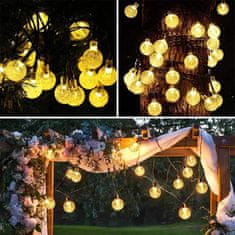 Polux Solárne záhradné svietidlo LED Girlanda DEKORATÍVNA 30 kuliček LED světelný řetěz 5m
