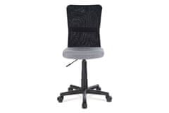 Autronic kancelárska stolička, sivá mesh, plastový kríž, sieťovina čierna KA-2325 GREY